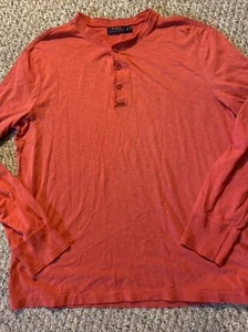 Polo Ralph Lauren Herren XL rot 3 Knöpfe Henley Shirt langärmelig 100 % Baumwolle - Bild 1 von 7