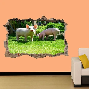 FERKEL IM LANDLEBEN BAUERNHOF WANDSTICKER ZIMMER DEKO AUFKLEBER WANDBILD A KLASSE - Bild 1 von 1