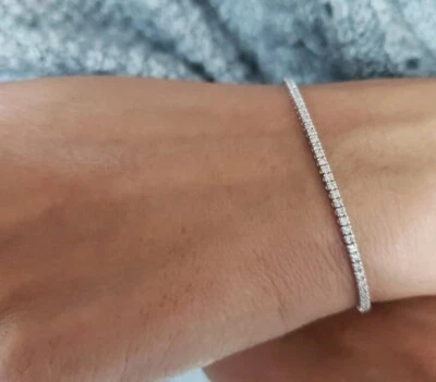 1.25 Ct Certified Diamond Tennis Bracelet 925 Silver White Rhodium Plated 7 Inch - Image 1 of 4