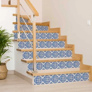 4" X 4" Blue and White Valencia Peel And Stick Tiles - Picture 1 of 4