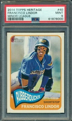 2014 TOPPS HERITAGE MINOR LEAGUE FRANCISCO LINDOR #40 PSA 9 - Image 1 of 2