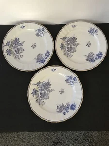 B & Co. LIMOGES FRANCE L. BERNARDAUD & Co 9 3/4" Blue Floral Dinner Plates (3) - Picture 1 of 11