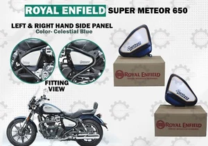 Celestial Blue Left & Right Hand Side Panel "Royal Enfield Super Meteor 650" - Picture 1 of 14