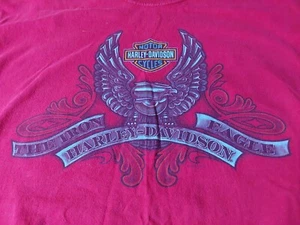 Camiseta de motocicleta Harley Davidson Mansfield Ohio 2007 roja The Iron Eagle mediana - Imagen 1 de 4