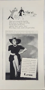 Medias Kayser 1937 hechas en Estados Unidos anuncio vintage feliz y sonriente 14x5 1/2 - Imagen 1 de 2