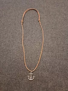 Leder Halskette mit Anhänger Halskette Anker Maritim Damen Herren Braun Meer - Bild 1 von 3