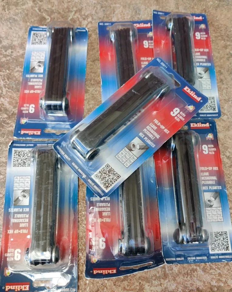 7 pack EKLIND 20911 9PC SAE FOLD UP HEX KEY 5/64"-1/4" ***NEW, ** Lot Of 7 - Image 1 of 1