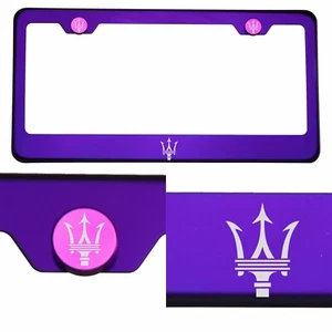 Marco de matrícula púrpura caramelo 304 acero inoxidable grabado láser logotipo Maserati - Imagen 1 de 11