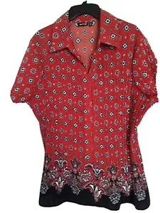 Mujeres Apt 9 ~ Acordeón Naranja Abotonada Top Camisa Blusa ~ Talla 2X - Imagen 1 de 4