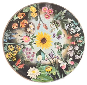 Vintage 1965 Springbock kreisförmiges Puzzle Wildblumen von Maynard Reece + Einsatz - Bild 1 von 13