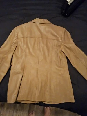 Tan Real Leather Jacket Talbots Petite Size 6 - Image 1 of 4