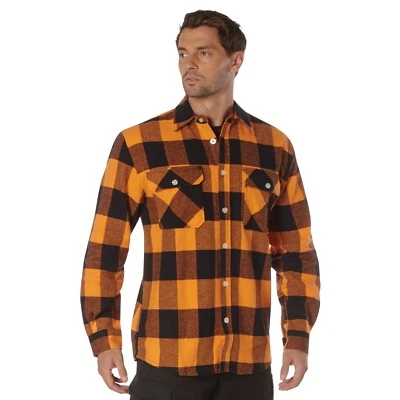 Rothco Buffalo Orange Plaid Extra Heavyweight Long Sleeve Flannel Shirt S To 4XL - Image 1 of 4
