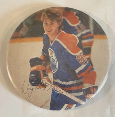 Vintage 1980 Wayne Gretzky Edmonton Engrasadores Pinback Botón NHL Foto 1 de 2