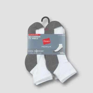 NWT Hanes Premium Men's Big and Tall Cool Comfort Ankle Socks 10pk White 12-14 - Picture 1 of 5