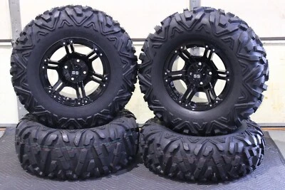 YAMAHA VIKING 700 29" QUADKING RADIAL 8 Ply ATV TIRE 14" VIPER BLK WHEEL KIT L8 - Image 1 of 4