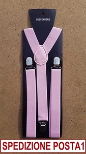 BRETELLE BRETELLA ROSA CHIARO UOMO DONNA ADULTO REGOLABILI ELASTICIZZATE 2,5cm - Foto 1 di 1