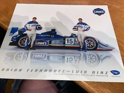 Adrian Fernandez & Luis Diaz Lowes Racing 8"x 10" 2 sided poster Acura Lola Bos  - Image 1 of 2