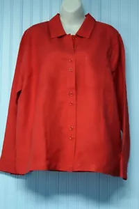 cjbanks red linen blend long sleeve button front shirt size X NWT - Picture 1 of 3