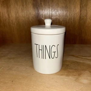 Rae Dunn Cream THINGS Holder Container Bathroom Canister By Magenta - Picture 1 of 11