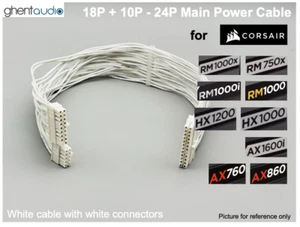 π24" White ATX 24Pin Cable for Corsair Type4: RM1200x, HX1000 - Afbeelding 1 van 1