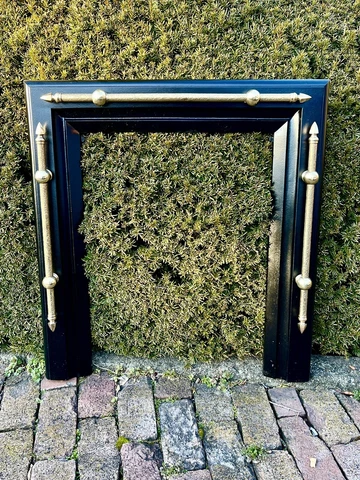 LG. Victorian Ornate Heavy CAST IRON FIREPLACE GRATE BRASS Antique Architecture Cover