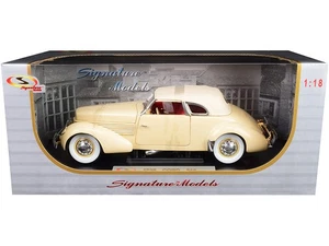 1936 Cord 810 Coupe Diecast Model Car Yellow Cream Top Red Interior 1/18 Sign... - Picture 1 of 2