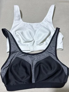 M&S 2PACK NONWIRED EXTRA HIGH IMPACT SPORTS BRA SET in BLACK MIX/WHITE Size 34B - Picture 1 of 7