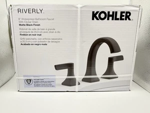 Kohler Riverly 8” Widespread Bathroom Faucet W/Clicker Drain - Matte Black - Picture 1 of 5