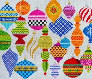 Needlepoint Handpainted JP Needlepoint Ornaments Galore 12x14 - Picture 1 of 4