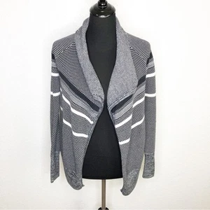 Ivivva black white striped open front knit jacket size 12 - Picture 1 of 14