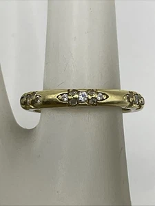 VINTAGE HANDGEFERTIGTER massiver 14K Gelbgold weiß CZ Damen Ehering Ring 2,5gr. - Bild 1 von 19