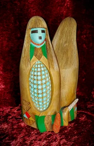 A Cottonwood Root - Carved in 2 CORN MAIDENS by Alvin James Makya, Sr. 8/1991 - Bild 1 von 5