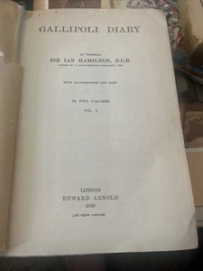 Gallipoli Diary Volumes1 by Sir Ian Hamilton. 1920 Hard Back - Imagen 1 de 12
