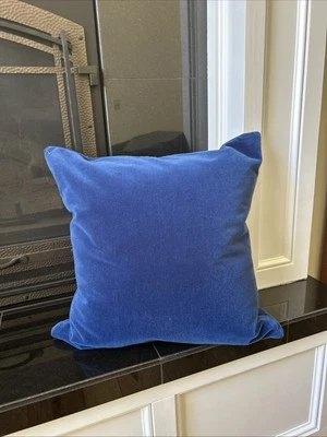 ETHAN ALLEN Blue Throw Pillow down fill | Wool & Cotton Velour | 20x20 | NWOT - Image 1 of 3