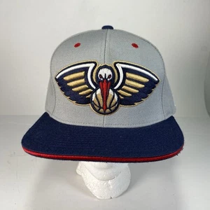 New Orleans Pelicans Hat Cap Snap Back Gray Mitchell Ness Basketball NBA Mens - Picture 1 of 11