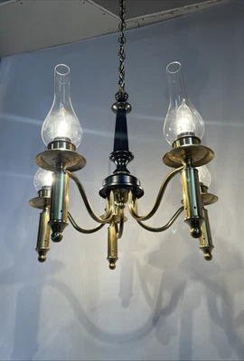 RESTORED Vtg French Empire Chandelier Colonial Williamsburg Argand Gas Style - Image 1 of 4