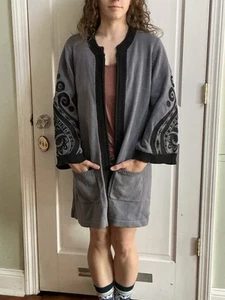 bob mackie wearable art large zipper cardigan - Picture 1 of 10