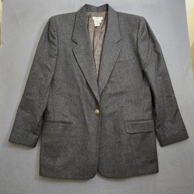 Vintage Talbots Women 12 Dark Charcoal Grey 100% Worsted Wool Blazer Jacket - Image 1 of 4