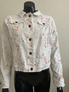 🎄Cat & Jack Jeansjacke weiß mit Farbspritzern Spray XL [14-16] - Bild 1 von 7