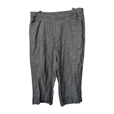 NWT J. Jill Linen High Rise Cropped Wide Leg Pant in Black White Size 2x - Image 1 of 4