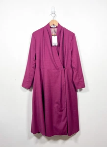 Abito The Fold taglia 16 magenta Hampton avvolgente foderato formale elegante misto lana nuovo - Foto 1 di 11