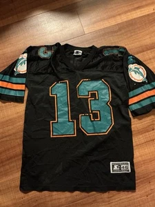Vintage Dan Marino Miami Dolphins Starter Jersey Black Alternate M 46 90s - Picture 1 of 5