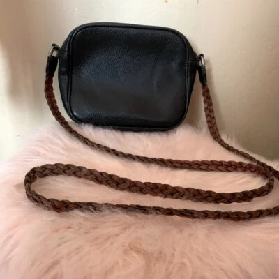 Bellini Cámara Bandolera Estilo Monedero/Bolso Vintage Negro/Marrón Correa Trenzada Foto 1 de 4
