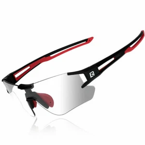 ROCKBROS Photochromic Rimless Sunglasses Eyewear UV400 Goggles Black Red - Picture 1 of 5