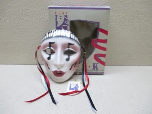 Maschera ceramica argilla arte dipinta a mano #025 jazz fantasy vintage con scatola ed etichetta - Foto 1 di 10