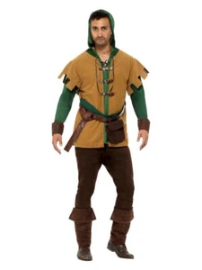 Robin Of The Hood Costume Large Fancy Dress Mens Historical Outfit Hooded Book - Picture 1 of 24