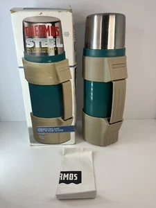 Vintage Thermos 1 Quart Green Beige Complete With Box Model 2840 - Picture 1 of 12
