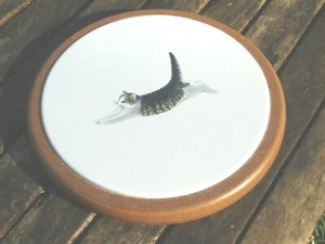 DESSOUS DE PLAT ROND EMAILLE chat EMAIL VERITABLE 800°C NEUF A TOUT PETIT PRIX! - Picture 1 of 1