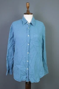120% Lino Medium Fit Blue Linen Long Sleeve Tunic Top Shirt Size M - Picture 1 of 18
