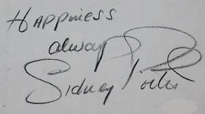 RARE INSCRIPTION ! SIGNED SIDNEY POITIER CUT AUTO AUTOGRAPH JSA COA AUTOGRAPHED - Picture 1 of 3